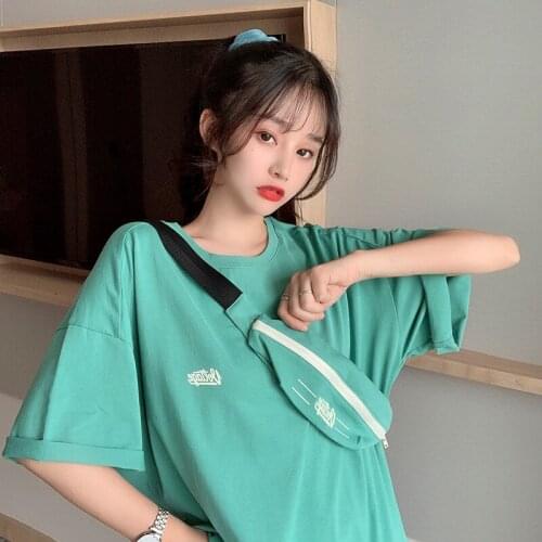 Female Korean Harajuku Casual Lazy Loose Letter Tshirt Womens T-shirts Tops Japanese Kawaii Ladies Ulzzang Clothes For Women