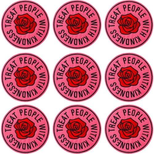 Pulaqi 10PCS Rose flower Patch Wholesale Patches Iron On Patches For Clothing Letters Stripe Wholesale Dropship Custom Patch