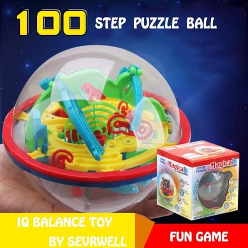 100 Steps 3D Magic Maze Ball Puzzle Intellect Marble Rolling Ball Game Brain Teaser IQ Balance Training Toy