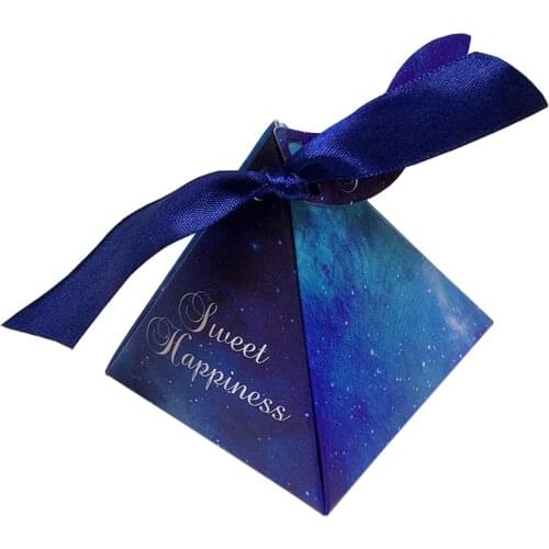 50pcs/lot Purple/Blue Fashion Star Candy Box Wedding Candy Box With Ribbon Card DIY Special Candy Gift Box Party Supplies
