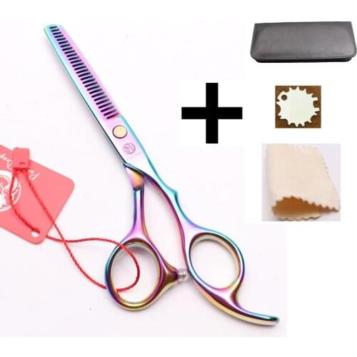 6 Colorful Quality Professional Hairdressing Scissors Barber Scissors Salon Cutting Thinning Haircut Scissors Set Black Y1215