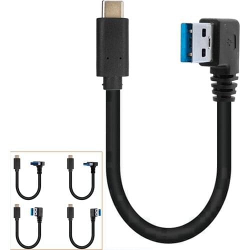 90 degree UP Down LeftRight Angle USB 3.0 (Type-A) Male to USB3.1(Type-C)Male USB Data Sync & Charge Cable Connector(Black) 0.2m