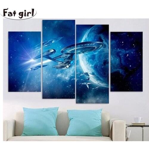 Diamond painting Multi-Picture Spaceship Technology Embroidery full square round mosaic Decorative painting living room