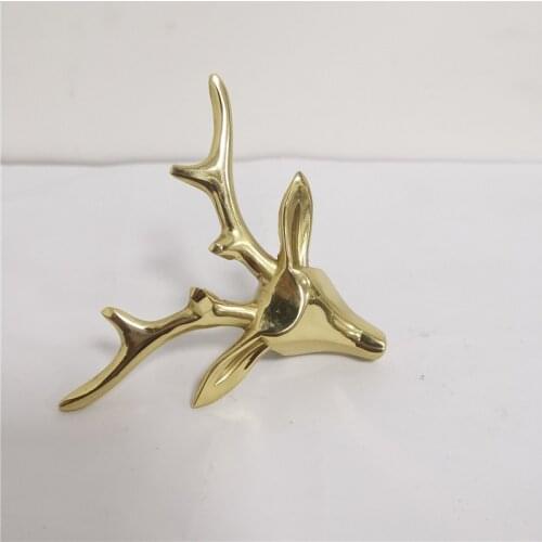 1Pc Large Pure Copper Deer Head Handle American Retro Drawer Cabinet Door Cupboard Shoe Cabinet Doors Knob Diy Furniture Pulls