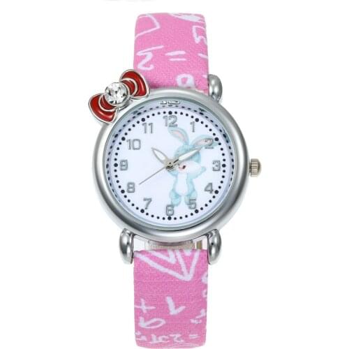 New cartoon Leather Strap kids watch children girls ladies wristwatch quartz diamond Rabbit desgin watches Relogio saati Clock