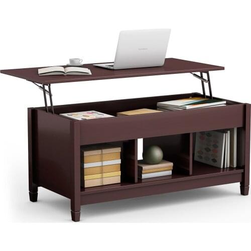 Costway Lift Top Coffee Table w/ Hidden Compartment and Storage Shelves Modern Furniture
