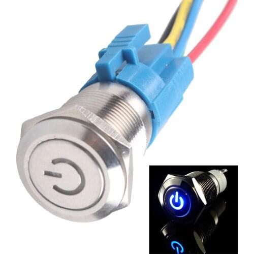 EE support 100% Quality 16mm 12V 3A LED Power Metal Push Button Switch With Socket Plug Universal Car Accessories