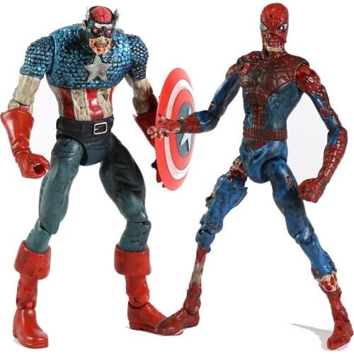 Zombies Captain America Spiderman Action Figure Toy Doll Brinquedos Figurals Collection Model Gift