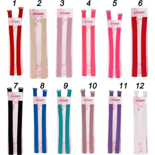 1 Pair 1.5CM Candy Color Double-Shoulder Adjustable Shoulder Strap Pectoral Girdle Elastic Bra Straps AIC88