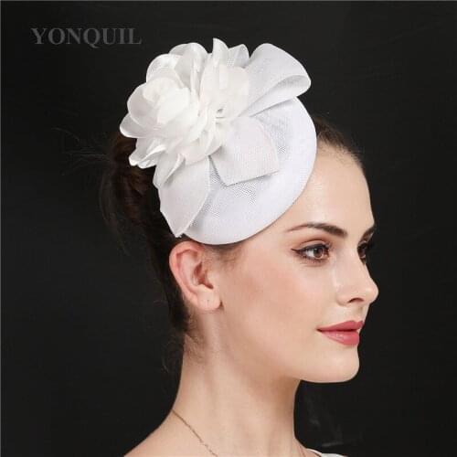 Elegant Women White Bride Wedding Hat Fashion Flower Bridal Headwear For Marry Party Fascinators Hat Women Hair Accessories