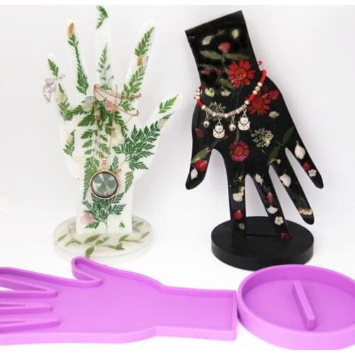 Hand Shape Jewelry Display Resin Mold Hand Resin Earrings Bracelet Storage Silicone Mold Jewelry Stand Mold Craft Tools
