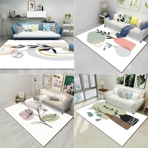 Imitation cashmere simple Nordic ins wind Morandi small fresh color white background tree leaf foyer bedroom bedside carpet