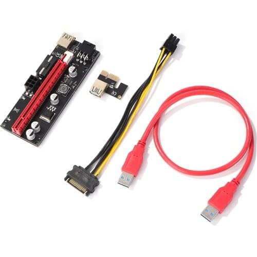 VER009S USB 3.0 Cable PCI Express Riser PCI-E 1X to 16X Extender SATA 15Pin to 6pin Adapter Card for GPU Miner Mining