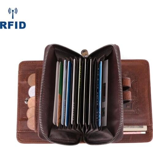 Leather Men Wallet Rfid Multi-function Multi card Bag Organ Wallet Casual Fashion Clutch Retro Men Bag Coin Purse