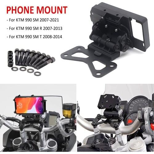 Motorcycle GPS Mount Navigaton Plate Bracket Wireless Charging Front Phone Stand Holder For 990 SM T R 990SMT 990SM 2007-2021