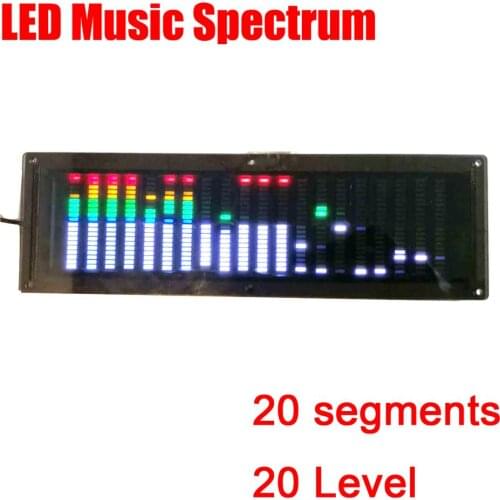 Multicolor LED Music Spectrum Display Analyzer CAR MP3 Amplifier Audio 20 Level Indicator rhythm VU METER W/ CLOCK USB 5V 12V