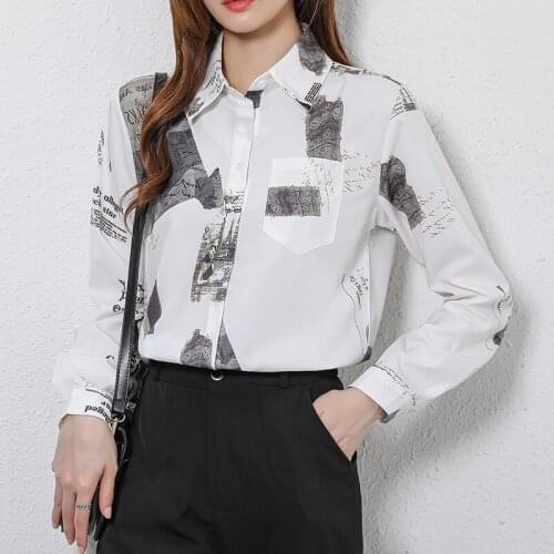 Fashion printing ladies shirts Womens Blouses 2021 Spring Autumn Long Sleeve Shirts Tops Blusas Mujer