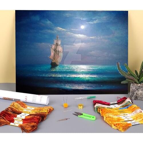 Moon Traveler Printed 11CT Cross Stitch Embroidery Patterns DMC Threads Knitting Sewing Needlework Painting Package Magic