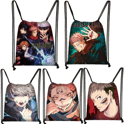 Anime Jujutsu Kaisen Yuji Itadori Drawstring Bag Men Canvas Travel Bag Teenager Boys Drawstring Bag Shoes Holder Kids Gift