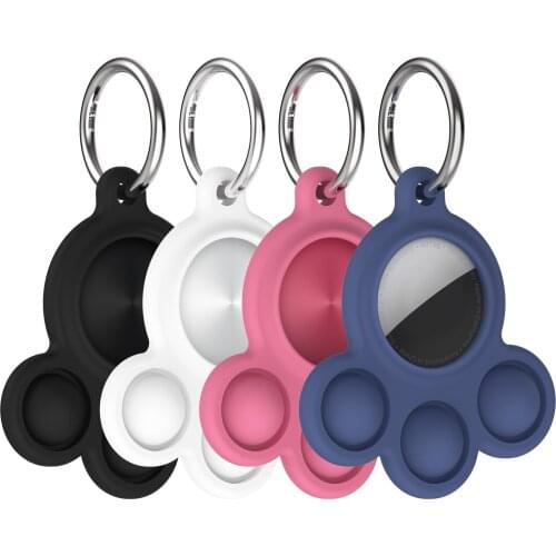 Soft Silicone Protective Cover For Apple Airtags Cute Cat Claw Durable Anti-Lost With Keychain Case For AirTag Location Tracker