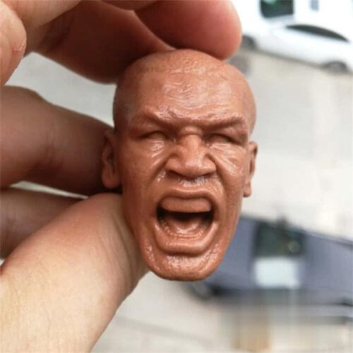 Unpainted 1/6 Scale Boxing King Tyson Roar Head Sculpt Model For Action Figure Doll Soldier Accessories Painting Exercise No.156
