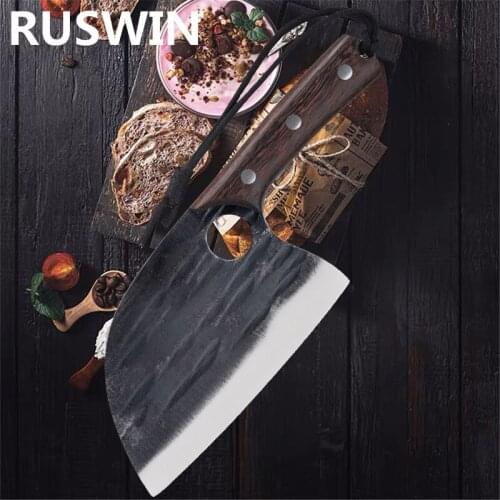 Full Tang Chef Knife Handmade Forged High-carbon Clad 7cr17 Steel Kitchen Knives Cleaver Filleting Slicing Broad Butcher knife