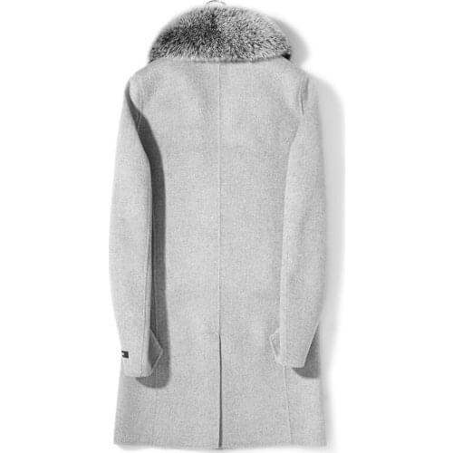 100% Wool Autumn Winter Jacket Men Duck Down Liner Long Coats Woolen Coat Plus Size Chaquetas P-S8605C MY1265