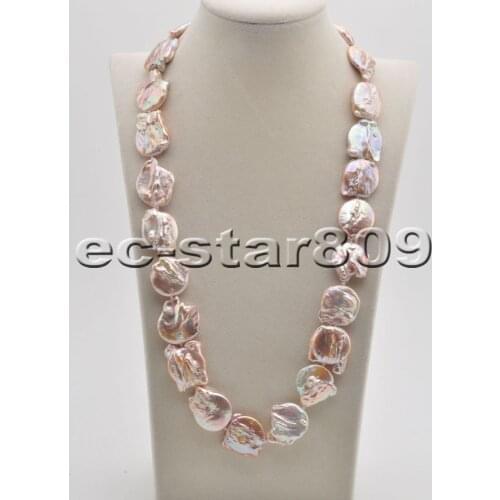 P6535 24" 23mm Lavender Baroque Coin KESHI PEARL NECKLACE Choker