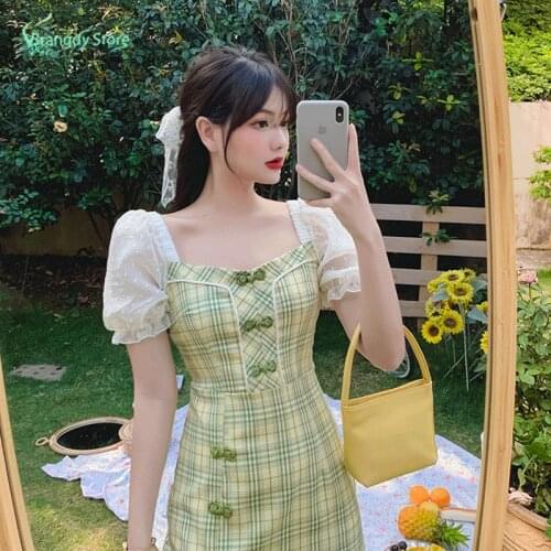 Vestidos Mujer 2021 Vintage Dress Harajuku Plaid Sexy Mini Dress Korean Fashion Elegantes Fairy Grunge Aesque Sukienka
