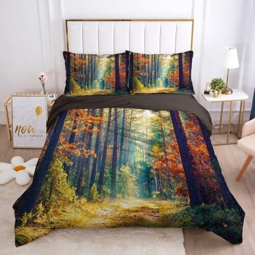 Modern Style Bed Linens 2,3pcs Bedding Sets Quilt/Comforter/Blanket Covers Pillowcase Duvet Cover Set Twin Size 3D Landscape