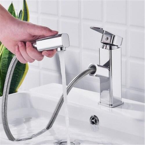 Basin Faucet Bathroom Sink Faucets Brass Black Faucet Hot and Cold Bathroom Sink Mixer Taps Deck Mounted Square Taps chrome