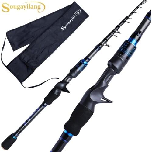 Sougayilang Portable Telescopic Rod 1.8M 2.1M Carbon Fiber Spinning /Casting Lure Fishing Rod Travel Fishing Rod Tackle Pesca