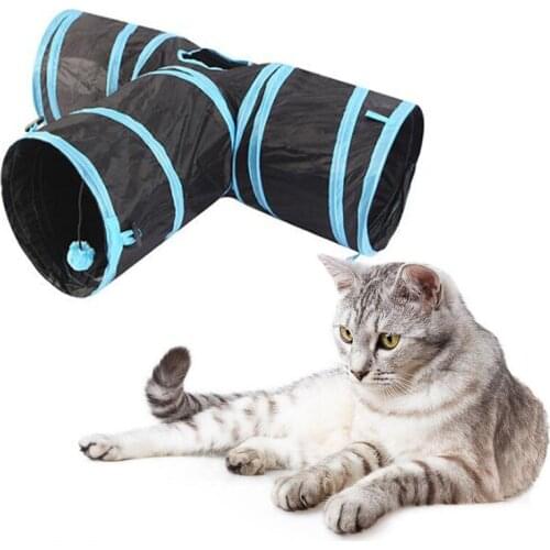 3 Holes Pet Cat Tunnel Toys Foldable Pet Cat Training Toy Interactive Tube Fun Toy For Cat Rabbit Animal Play Tunnel Tube