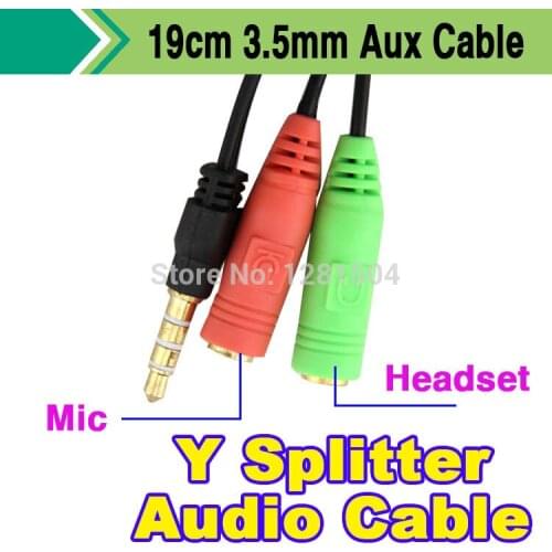 300pcs/lot Male to 2 Female 3.5mm AUX Extension Headphone Mic Audio Splitter Cable Y Splitter Adapter for HTC One for iPod MP3