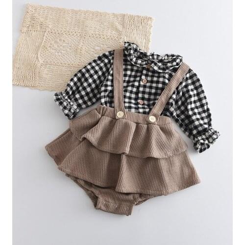 Vintage Baby Girl Clothes Cotton Girls Floral Shirt Romper Dress Baby Girls Clothes Outfits Spring Autumn Newborn Clothing