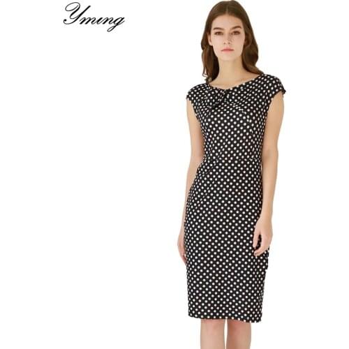 YMING Summer Party Dress Women Bodycon Floral Print Midi Dresses Bowknot Beach Sundress Casual Office Vestidos Woman Black Dress