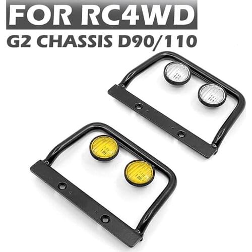 Stainless Steel Front Bumper Protector Guard Bar with Spotlight Set for RC4WD D90/110 RC Car Upgrade Parts