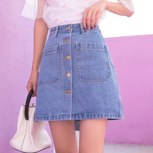 Woman Skirts High Waist A- line Denim Skirt Female 2021 Spring and Summer Skirt Mujer Faldas Saias Mulher
