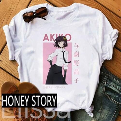 Women Harajuku Anime T Shirt Bungo Stray Dogs T shirt Summer Osamu Dazai Nakajima Atsushi Short Sleeve White Graphic T Shirts
