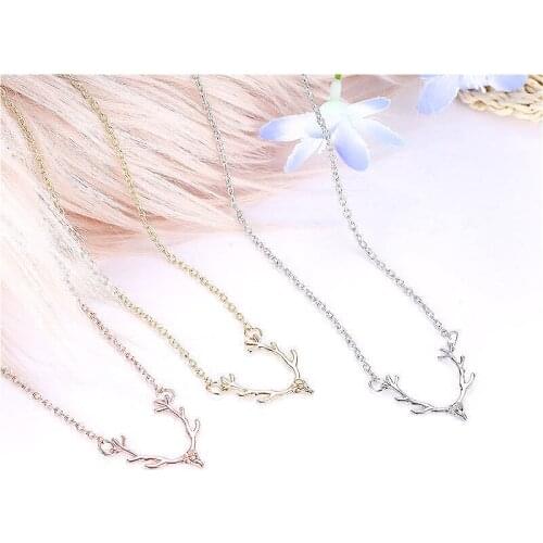 Single Sell Female Elegant Necklaces Rose Antlers Charm Gold Chain Choker Necklaces Pendant Necklace Free Dropshipping