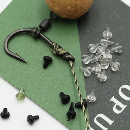 100PCS Carp Fishing Accessories Hook Stops Carp Rig Shank Beads Sliding Hooks Stoppers Rubber Beads for Carp Hair Rig Stops Tool