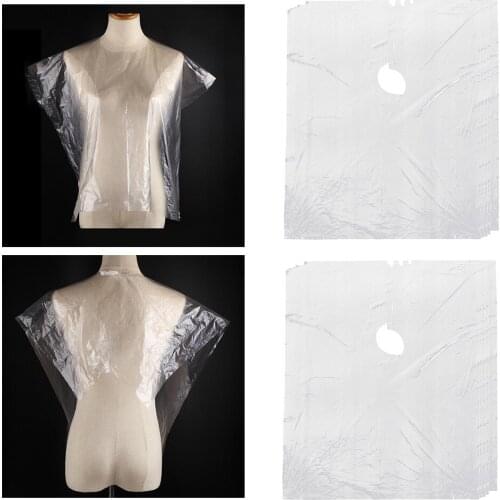 100pcs Disposable Neck Cape Salon Hairdressing Hair Cloth Trimming Shampoo Hair Shawl Barbershop Supplies Tool Transparent