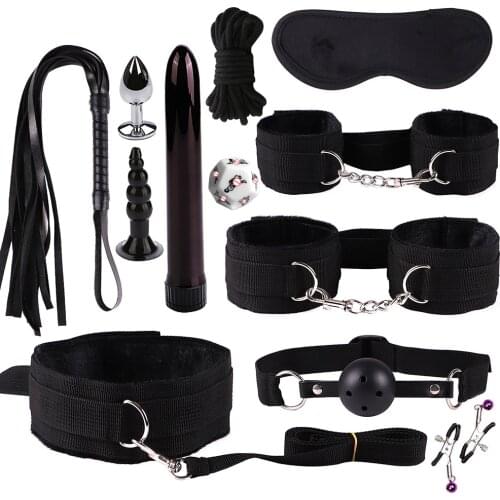 12PCS Sex Toys for Women Couples Sex Bondage Gear Set Handcuffs Sex Games Whip Gag Bdsm sexyshop erotic accessories