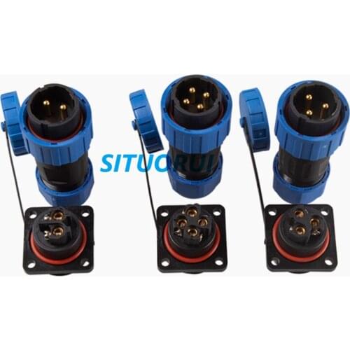 2 Pcs Waterproof Connector IP68 Aviation SD/20 Back Nut Squre Solder Free Cable Plug Socket Female 1/2/3/4/5/6/7/910/12/14 Pin