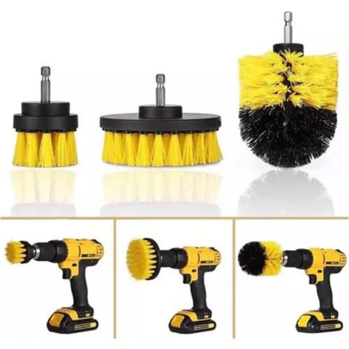 3Pcs Power Scrubber Set For Bathroom Drill Scrubber Brush Cleaning Cordless Drill Attachment Kit Scrub Yellow