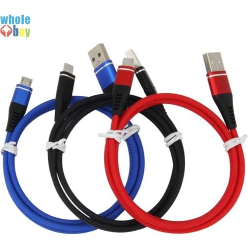 300pcs/lot USB Cable Micro USB Type C 8Pin Charger Cable for IPhone X Huawei Xiaomi LG New Fishing Yarn Nylon Woven Charger Cord