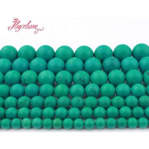 4,6,8,10,12,14,16mm Smooth Round BlueTurquoises Stone Loose Beads For DIY Necklace Bracelets Jewelry Making 15" Free Shipping