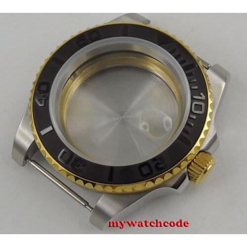 40mm Sapphire Glass Ceramic Bezel Golden Watch Case Fit 2824 2836 MOVEMENT C143