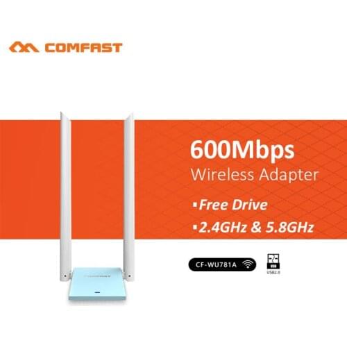 600Mbps Dual-band Micro USB 2.0 Wireless Wifi Adapter 2*6dBi Antenna Free Drive Receiver Network Card For PC