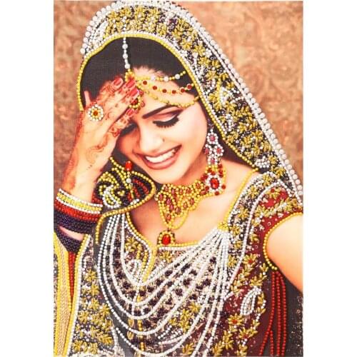 5D DIY Special Shaped Diamond Painting Indian Woman Cross Stitch Kit Mosaic Diamond Embroidery Home Decoration Painting Gift